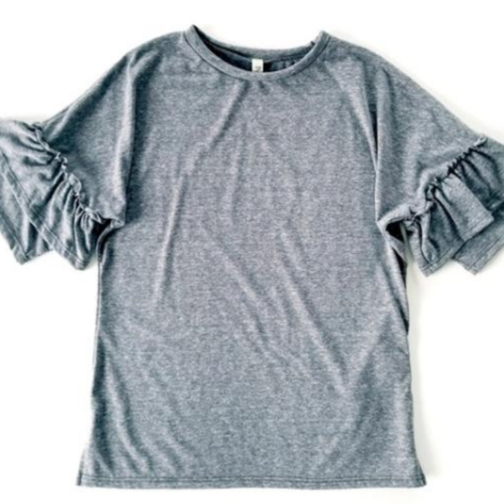 Charcoal Ruffle Sleeve Top